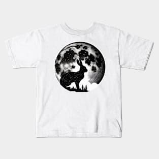 Lunar Rabbit , Black and White Kids T-Shirt